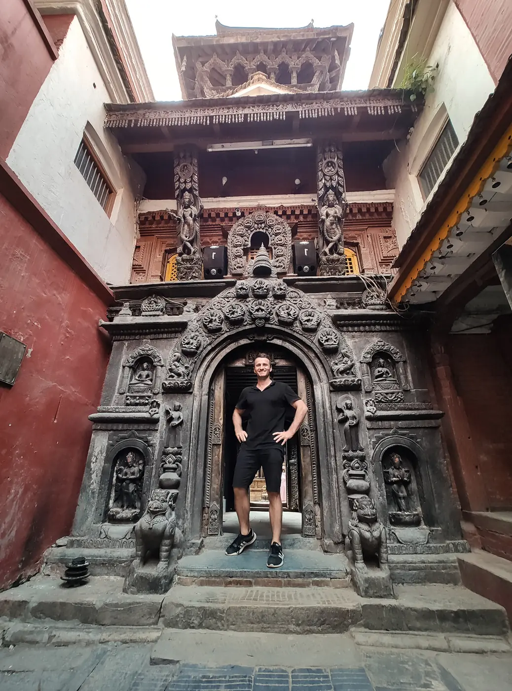 Danny in an ornate temple doorway